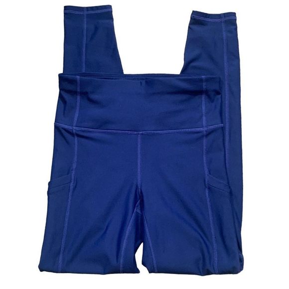 Fabletics High Waisted Navy Blue Workout Leggings Cropped Side Pockets Size XS - Picture 3 of 7